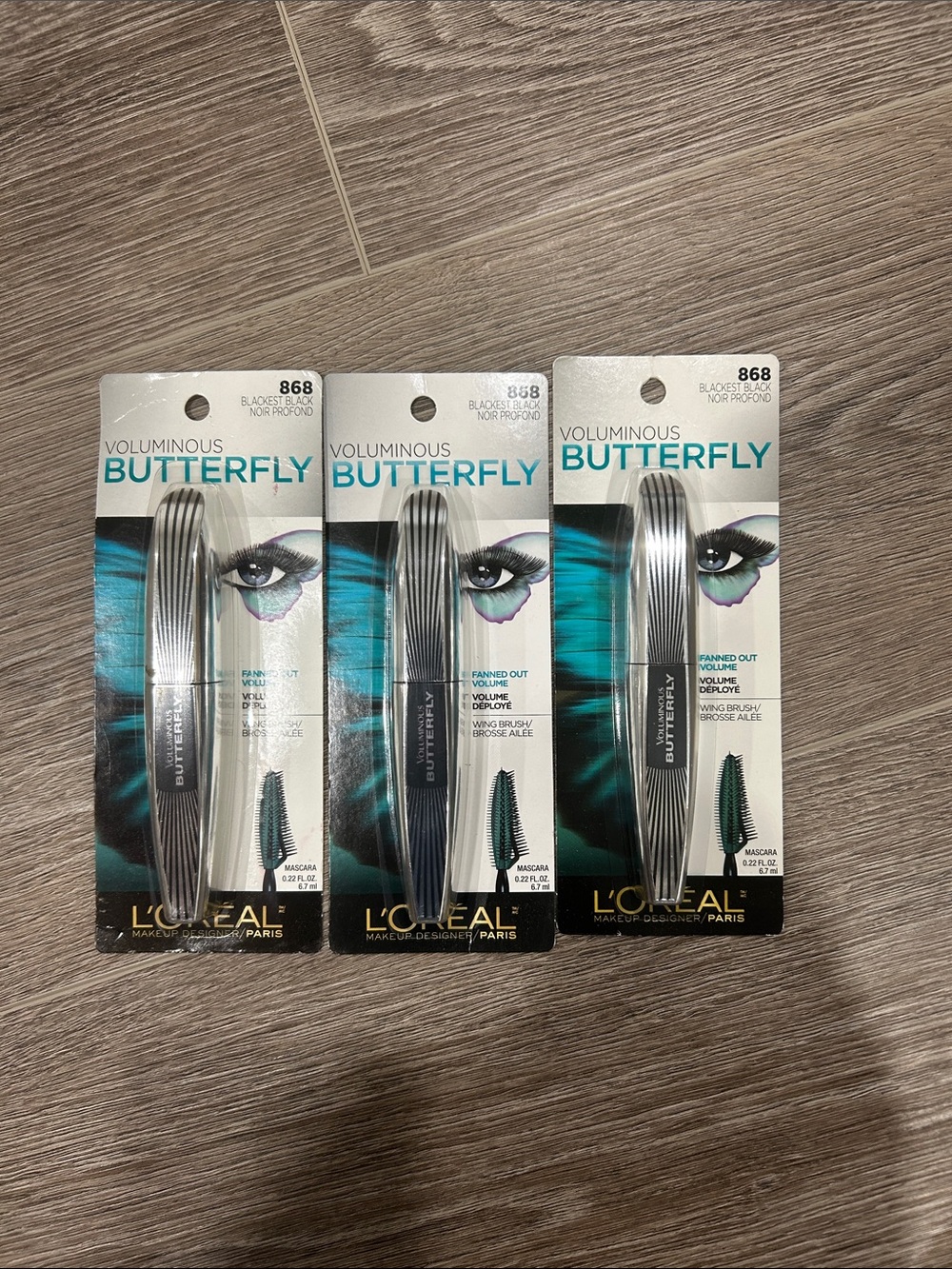 3X L'Oreal Voluminous Butterfly Mascara #868 blackest Black 🌸 FIRM PRICE 🌸